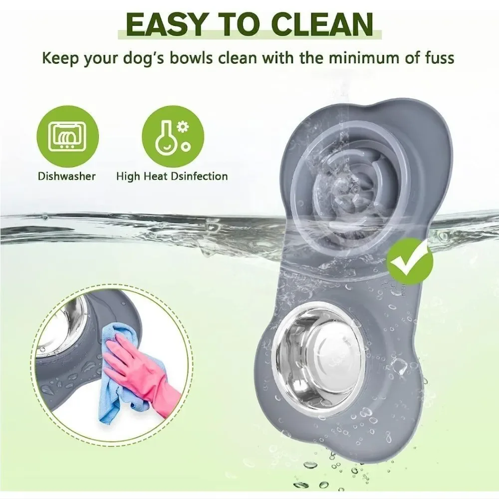 Silicone slow feeder mat and bowl for dogs
